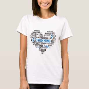 Swimming Word Art Typography T-Shirt