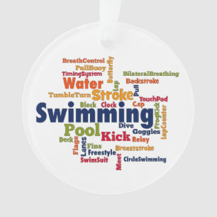 Swimming Word Cloud Ornament
