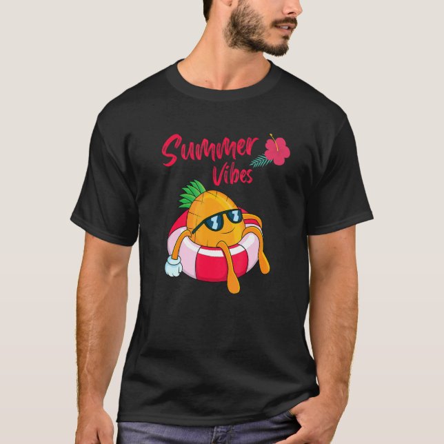 Swimsuit Ease Summer Vibes  Vacation T-Shirt (Front)