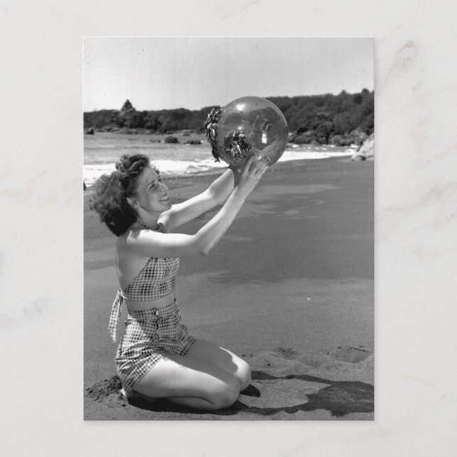 Swimsuit Girl on Beach - Vintage Postcard (Front)