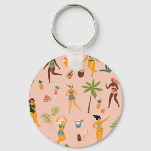Swimsuit Ladies: Tropical Vintage Dance Key Ring