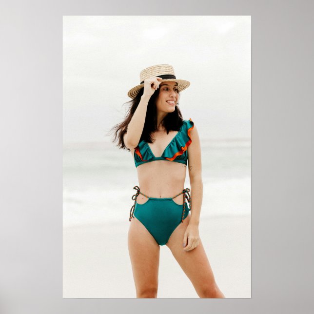 Swimsuit Model In Teal Bikini Poster (Front)