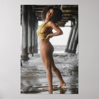 Swimsuit Model Posing Under A Pier Poster