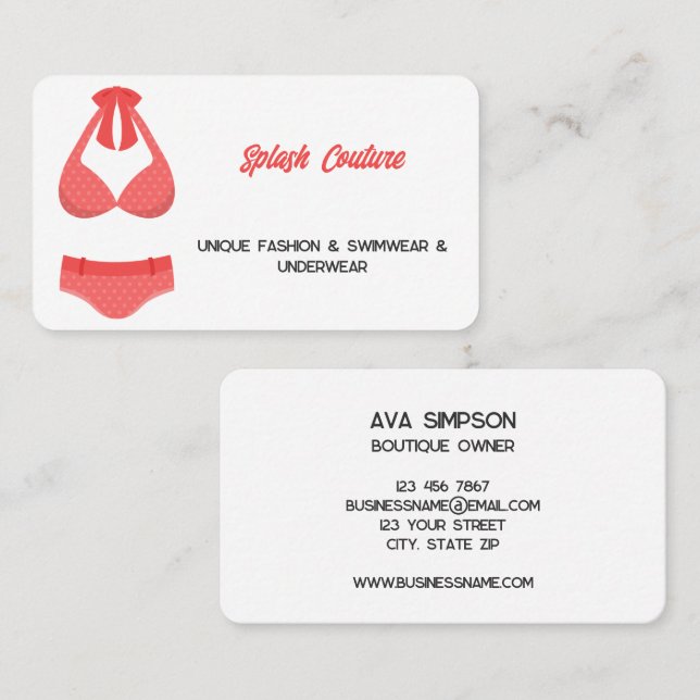 Swimwear Swimsuit Business Card (Front/Back)