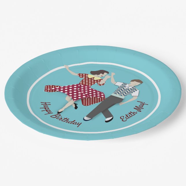 Swing Dance Couple Paper Plate (Angled)