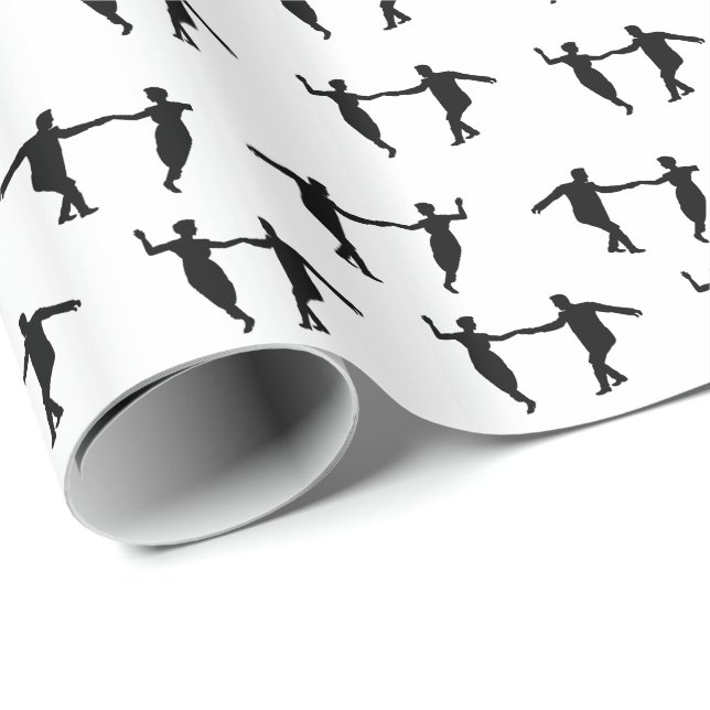 Swing Dance Couple Silhouettes Gift Wrapping Paper (Roll Corner)