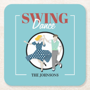 Swing Dance Square Paper Coaster