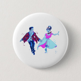 swing dancer pink poodle skirt saddle shoes 6 cm round badge
