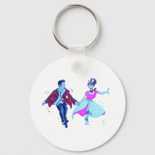 swing dancer pink poodle skirt saddle shoes key ring