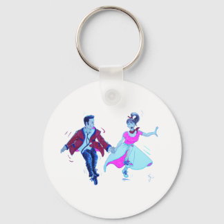 swing dancer pink poodle skirt saddle shoes key ring