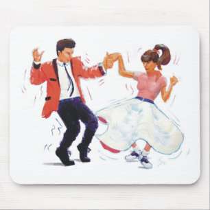 swing dancer with poodle skirt and saddle shoes mouse mat