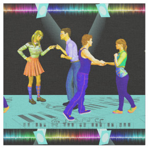 Swing Dancing Couples With Spotlights 4.5" Sq. Fabric