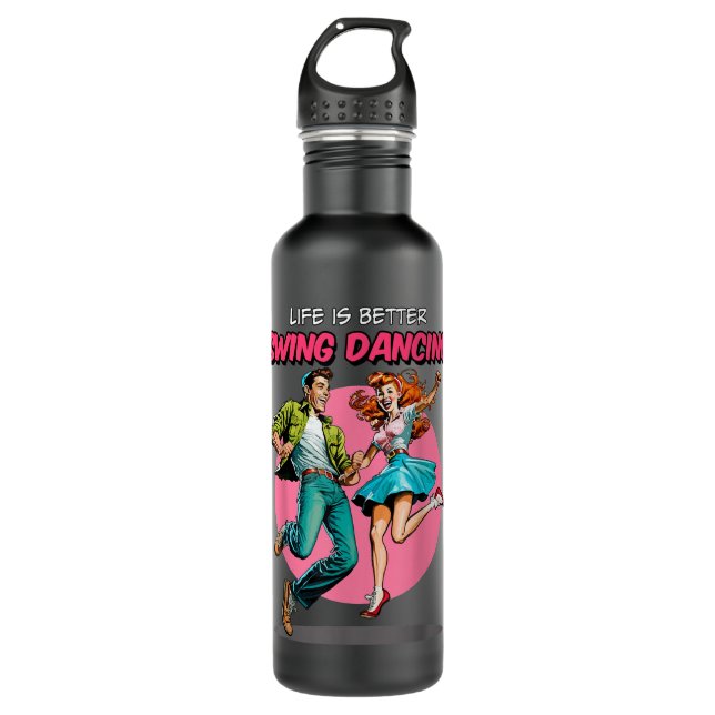 Swing Dancing Life Is Better 1950s Sock-hop Lindy  710 Ml Water Bottle (Front)