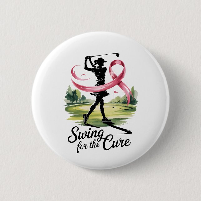 Swing for the Cure Golf Breast Cancer 6 Cm Round Badge (Front)