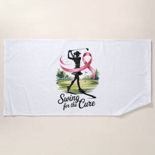 Swing for the Cure Golf Breast Cancer Beach Towel