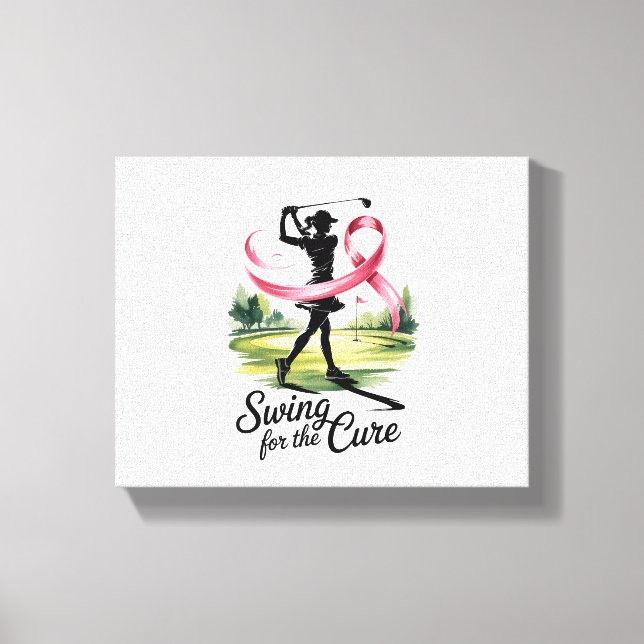 Swing for the Cure Golf Breast Cancer Canvas Print (Front)