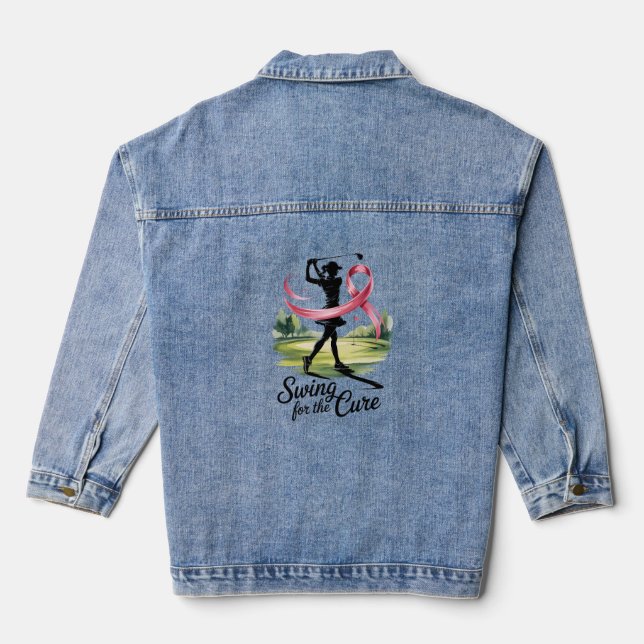 Swing for the Cure Golf Breast Cancer Denim Jacket (Back)