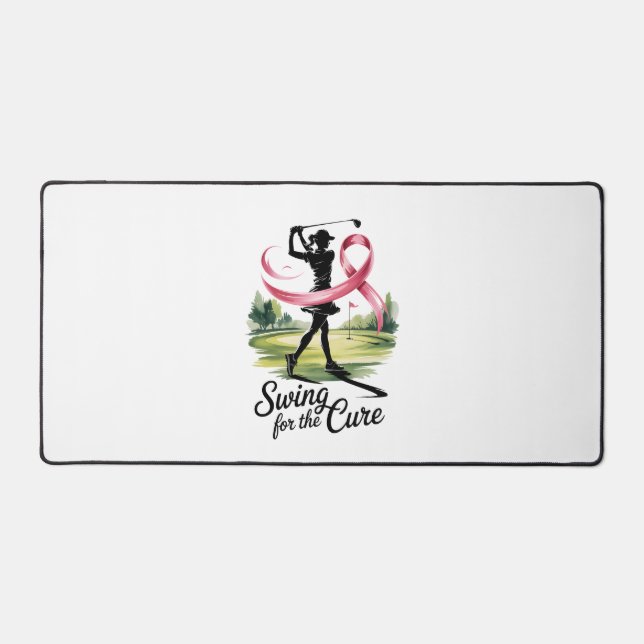 Swing for the Cure Golf Breast Cancer Desk Mat (Front)