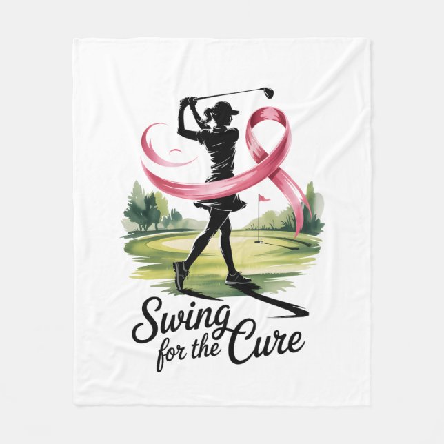 Swing for the Cure Golf Breast Cancer Fleece Blanket (Front)