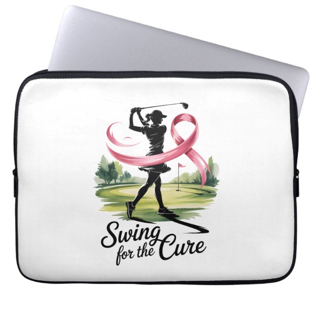 Swing for the Cure Golf Breast Cancer Laptop Sleeve (Front)