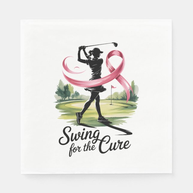 Swing for the Cure Golf Breast Cancer Napkin (Front)