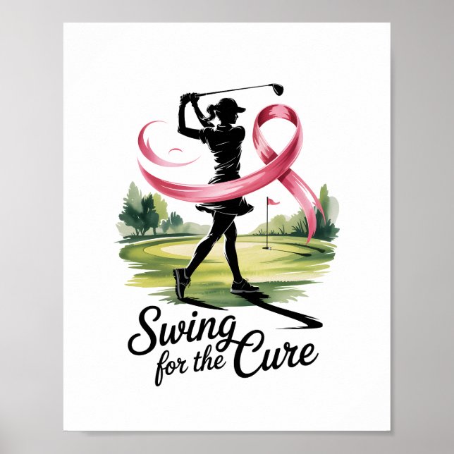 Swing for the Cure Golf Breast Cancer Poster (Front)