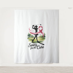 Swing for the Cure Golf Breast Cancer Tapestry