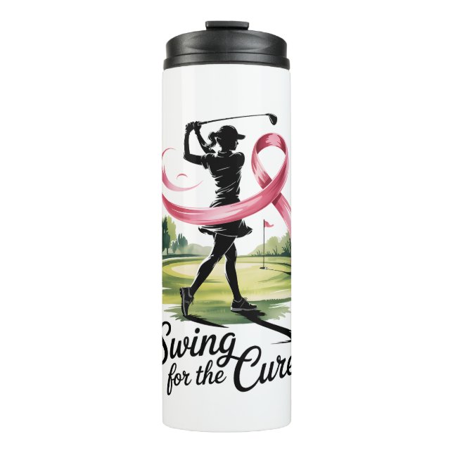 Swing for the Cure Golf Breast Cancer Thermal Tumbler (Front)