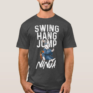 Swing Hang Jump Bunny Ninja Nunchucks Martial Arts T-Shirt