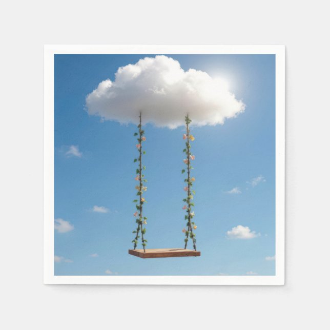 Swing Hanging From a Cumulus Cloud Napkin (Front)
