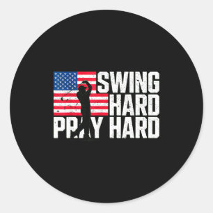 Swing hard pray hard american christian golf classic round sticker