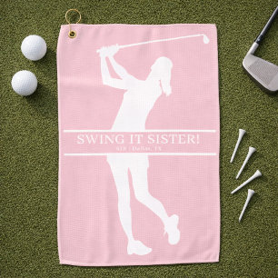 Swing It Sister Womens Golf Monogram Personalized Towel