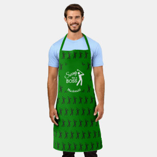 SWING LIKE A BOSS Green PERSONALIZED Golf Apron