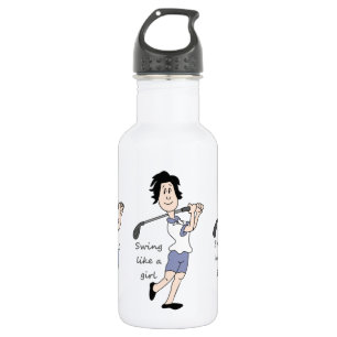 Swing like a Girl Fun Golf Quote & Cartoon 532 Ml Water Bottle