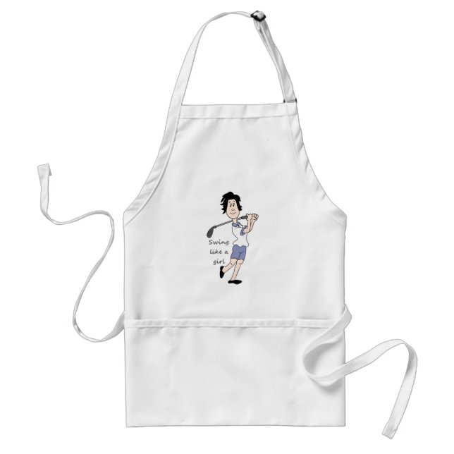 Swing like a Girl Fun Golf Quote & Cartoon Standard Apron (Front)