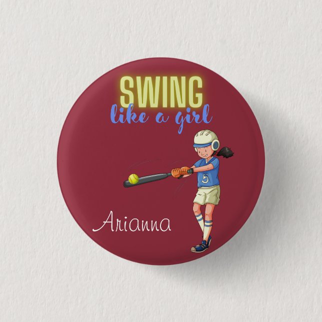 Swing Like A Girl Softball   3 Cm Round Badge (Front)