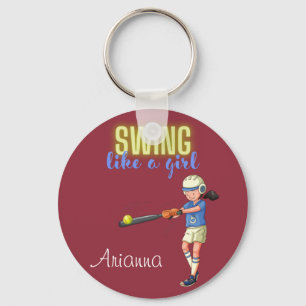 Swing Like A Girl Softball Key Ring