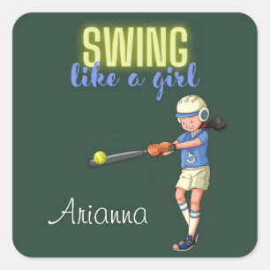 Swing Like A Girl Softball    Square Sticker
