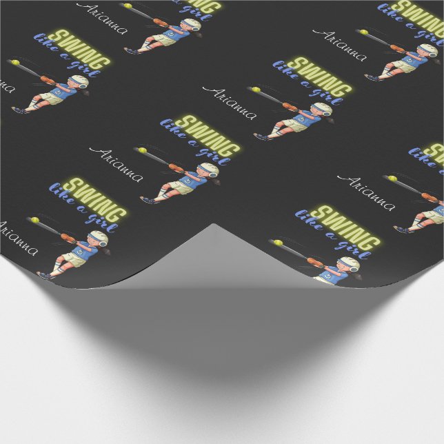 Swing Like A Girl Softball  Wrapping Paper (Corner)