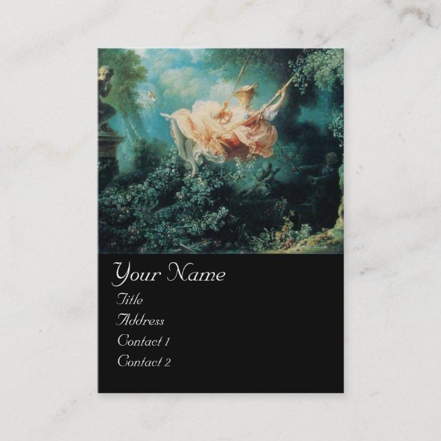 SWING  MONOGRAM ,Green Pink Black Business Card (Front)