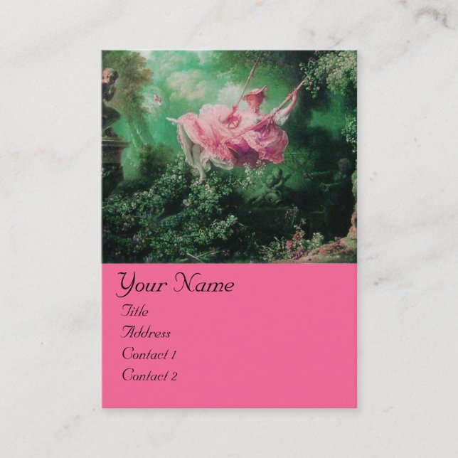 SWING  MONOGRAM ,Green Pink Fuchsia Business Card (Front)