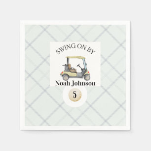 Swing on by Boy's 5th Birthday Par-tee Golf Napkin