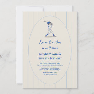 Swing on Over 7th  Birthday Baseball Party  Invitation