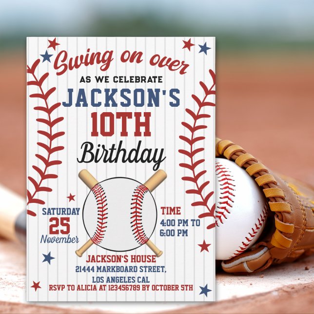 "Swing On Over – Baseball Birthday Boy Party  Invitation (Creator Uploaded)