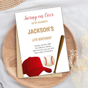 Swing On Over Baseball Birthday Invitation