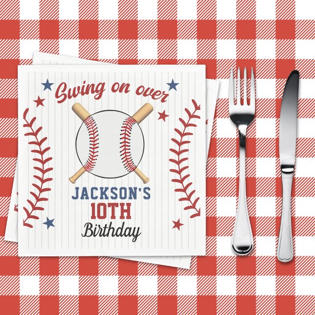 "Swing On Over – Baseball Birthday Party  Napkin (Creator Uploaded)