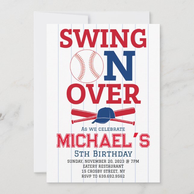 Swing On Over Softball Birthday Invitation (Front)