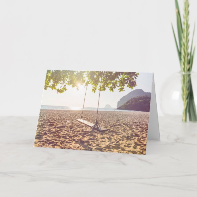 Swing on the Beach at Sunset Card (Front)