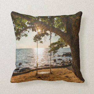Swing on the Beach at Sunset Cushion