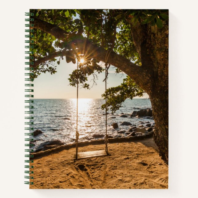 Swing on the Beach at Sunset Notebook (Front)
